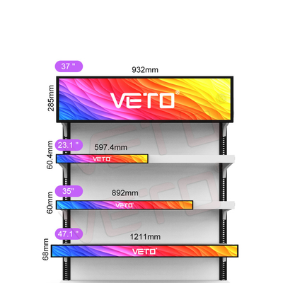 VETO 23.1 pollici Ultra Wide Stretched Bar Display LCD Indoor Advertising Media Player Digital Shelf Edge Screen