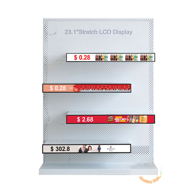 VETO Ultra Wide Stretched Bar Screen Rivoltatori LCD per la pubblicità all'interno Android Shelf Edge Strip Display