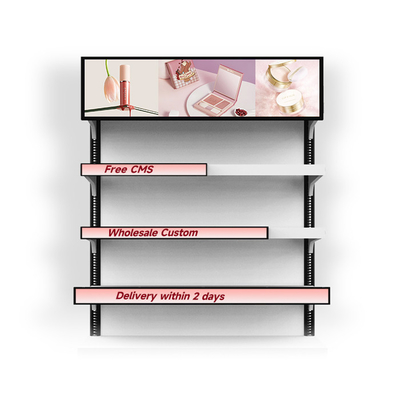 VETO 35 37 29 pollici Indoor Stretched Bar LCD Display Per la stazione degli autobus, 450 Cd / M2 HD Digital Signage Screen Per scaffale