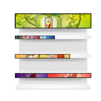 VETO Display LCD a barra da 29 pollici per scaffali dei supermercati Ultra Wide Stretched Bar Screen HD Video Player pubblicitario
