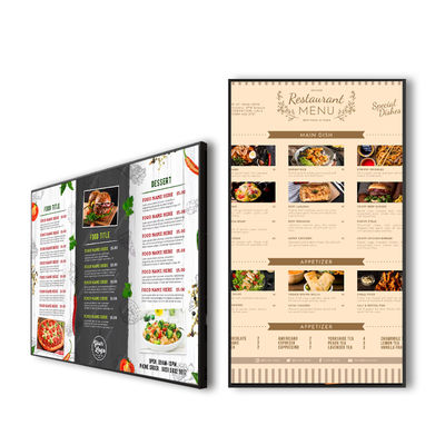Qualità VETO Digital Menu Boards Display pubblicitario LCD montato a parete Android Digital Signage FHD Screen per ristoranti e negozi al dettaglio fabbrica